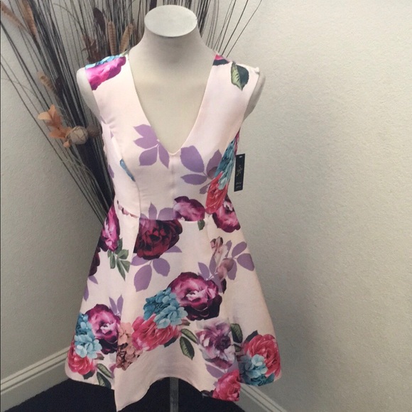 Shelby Nites Pale Pink Floral High Low Dress - Picture 3 of 9